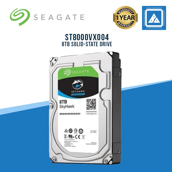 Seagate - ST8000VX004 Skyhawk ST8000VX004 8 TB Hard Drive - 3.5 Internal - SATA (SATA/600) - Video Surveillance System, Network Video Recorder Device Supported - 256 MB Buffer