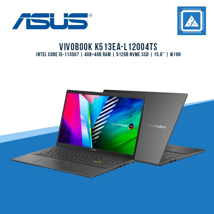 ASUS K513EA-L12004TS I5-1135G7/4GB+4GB/512GB NVME/15.6/W10H/OFC19HS (BLK)