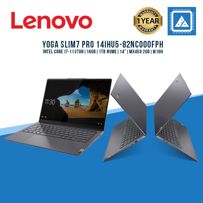LENOVO YOGA SLIM7 PRO 14IHU5-82NC000FPH I7-11370H | 16GB | 1TB NVME | MX450 2GB | 14" | W10H OFC19HS N-TCH