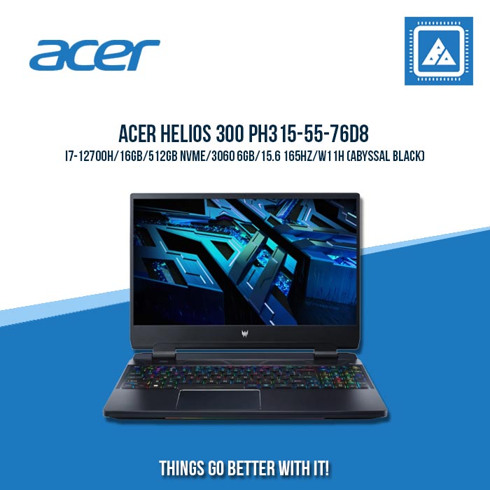 ACER HELIOS 300 PH315-55-76D8 I7-12700H/16GB/512GB NVME/3060 6GB | BEST FOR GAMING AND AUTOCAD LAPTOP