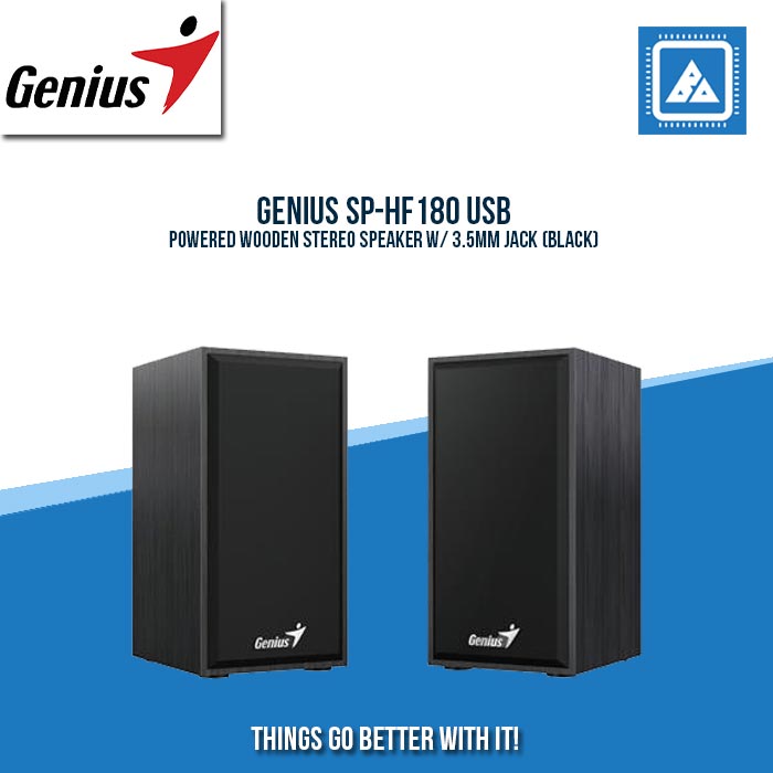 GENIUS SP-HF180 USB POWERED WOODEN STEREO SPEAKER W/ 3.5MM JACK (BLACK)