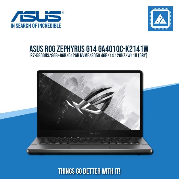 ASUS GA401QC-K2141W R7-5800HS/8GB+8GB/512GB NVME/3050 4GB | BEST FOR GAMING AND AUTOCAD LAPTOP