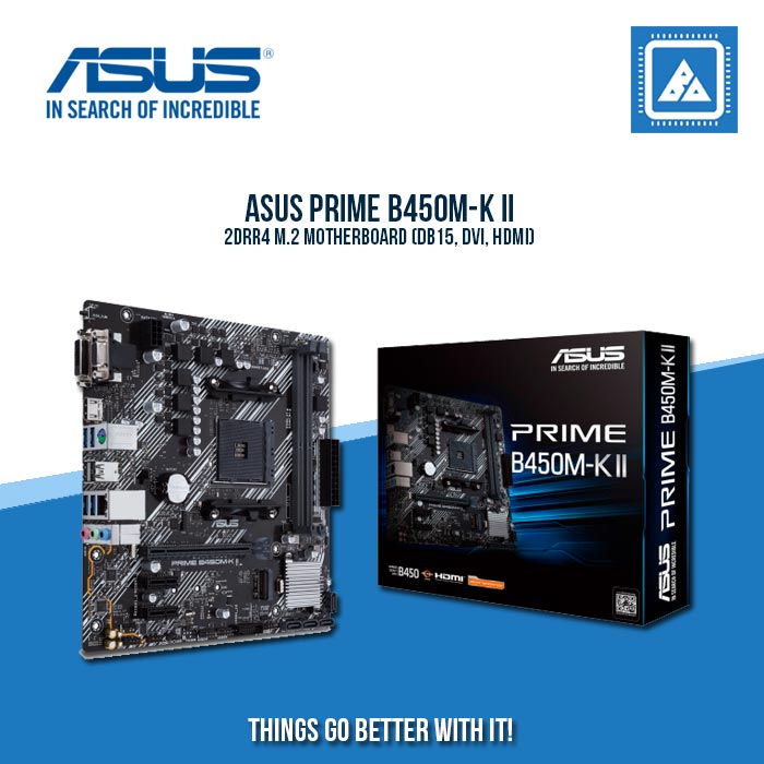 ASUS PRIME B450M-K II 2DRR4 MOTHERBOARD (DB15, DVI, HDMI