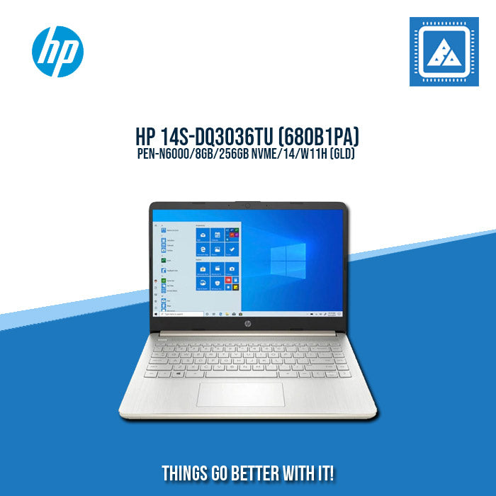 HP 14S-DQ3036TU (680B1PA) PEN-N6000/8GB/256GB NVME/14/W11H (GLD) Best for Freelancing and Students