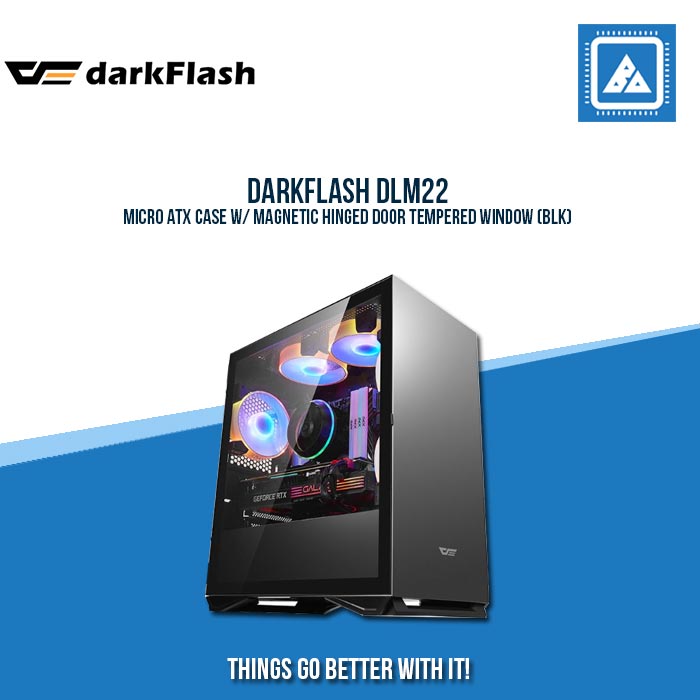 DARKFLASH DLM22 MICRO ATX CASE W/ MAGNETIC HINGED DOOR TEMPERED WINDOW (BLK)