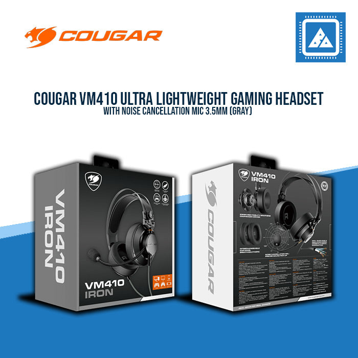 COUGAR VM410 ULTRA LIGHTWEIGHT GAMING HEADSET W/NOISE CANCELLATION MIC 3.5MM (GRAY)