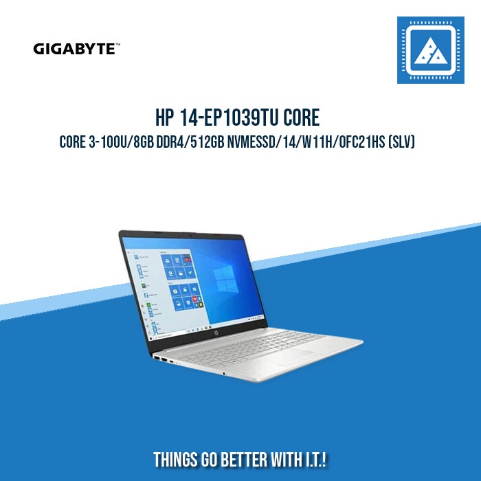 HP 14-EP1039TU CORE 3-100U/8GB DDR4/512GB NVMeSSD | BEST FOR STUDENT LAPTOP