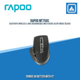 RAPOO MT750S BLUETOOTH/WIRELESS 2.4GHZ RECHARGEABLE MULTI-DEVICE SILENT MOUSE (BLACK)