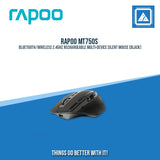 RAPOO MT750S BLUETOOTH/WIRELESS 2.4GHZ RECHARGEABLE MULTI-DEVICE SILENT MOUSE (BLACK)