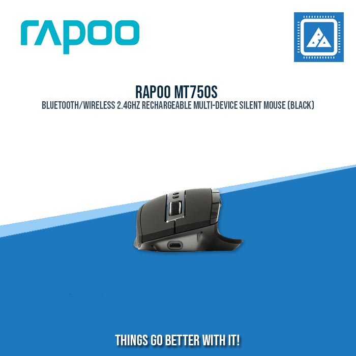 RAPOO MT750S BLUETOOTH/WIRELESS 2.4GHZ RECHARGEABLE MULTI-DEVICE SILENT MOUSE (BLACK)