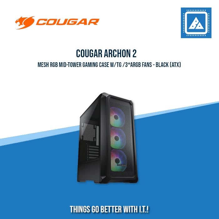 COUGAR ARCHON 2 MESH RGB MID-TOWER GAMING CASE W/TG /3*ARGB FANS - BLACK/WHITE (ATX)