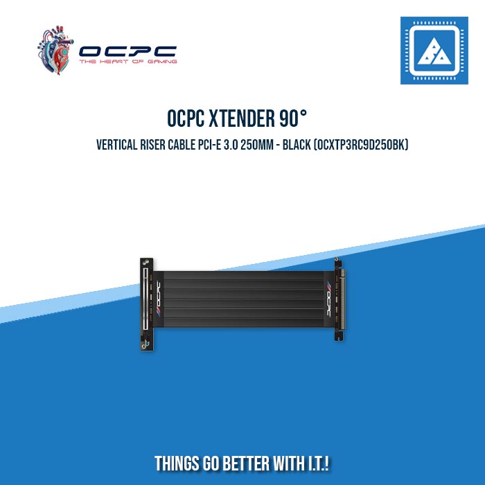 OCPC XTENDER 90° VERTICAL RISER CABLE PCI-E 3.0 250MM - BLACK (OCXTP3R ...