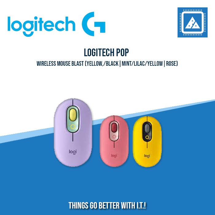 LOGITECH POP WIRELESS MOUSE BLAST (YELLOW/ BLACK| MINT/LILAC/YELLOW| ROSE)