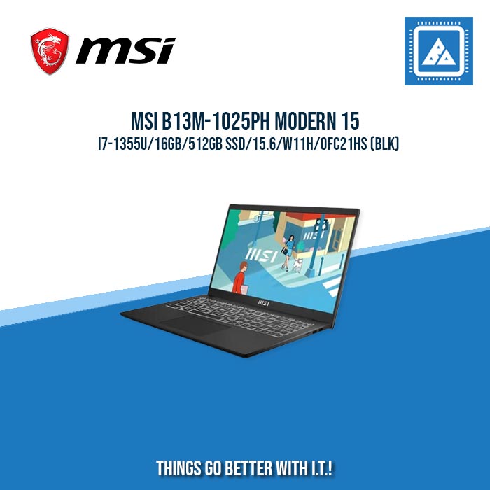MSI B13M-1025PH MODERN 15 I7-1355U/16GB/512GB SSD/15.6/W11H | BEST FOR STUDENTS AND FREELANCERS LAPTOP