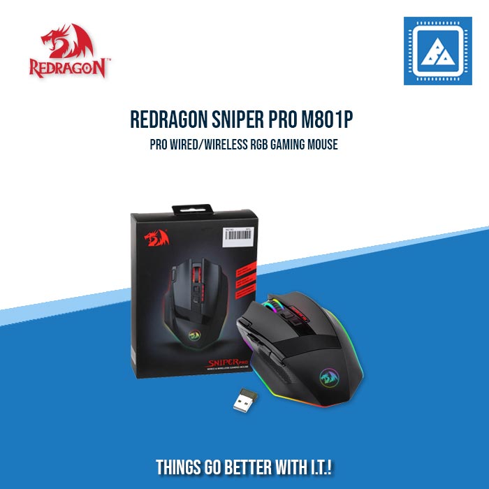 REDRAGON SNIPER PRO M801P WIRED/WIRELESS RGB GAMING MOUSE