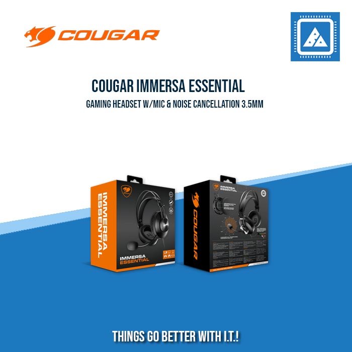 COUGAR IMMERSA ESSENTIAL GAMING HEADSET W/MIC & NOISE CANCELLATION 3.5MM