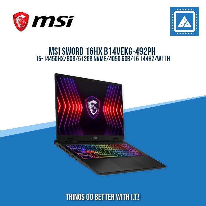 MSI SWORD 16HX B14VEKG-492PH I5-14450HX/8GB/512GB NVME/4050 6GB | BEST FOR FREELANCERS AND AUTOCAD LAPTOP