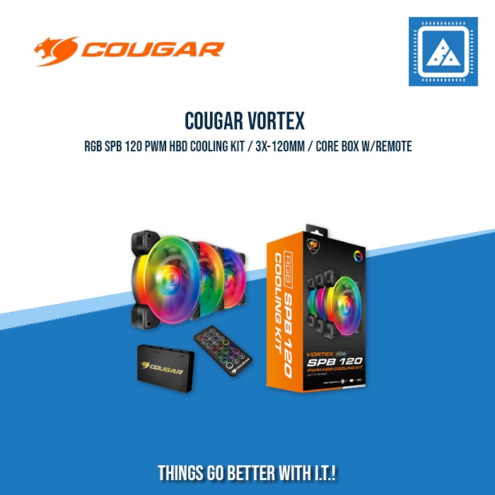 COUGAR VORTEX RGB SPB 120 PWM HBD COOLING KIT / 3X-120MM / CORE BOX W/REMOTE