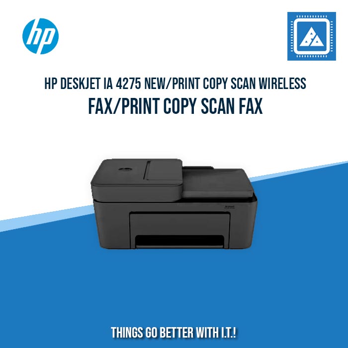 HP DESKJET IA 4275 NEW/PRINT COPY SCAN WIRELESS FAX/8.5PPM BLACK 5.5PPM COLOR/1200X1200 DPI/1000 PAGES DUTY/USB 2.0 WI-FI/FLATBED ADF/W11H (BLK)