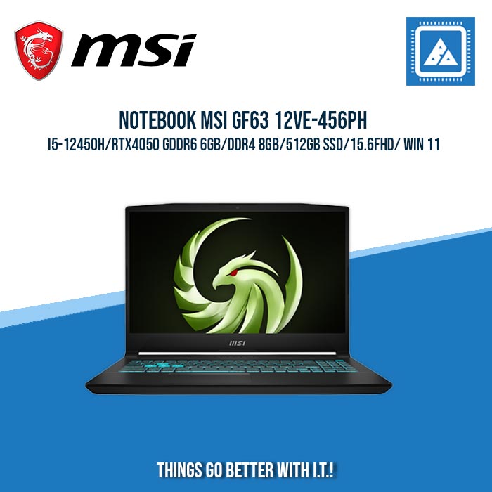MSI GF63 12VE-456PH/I5-12450H/RTX4050 GDDR6 6GB/DDR4 8GB/512GB SSD | BEST FOR AUTOCAD AND GAMING LAPTOP