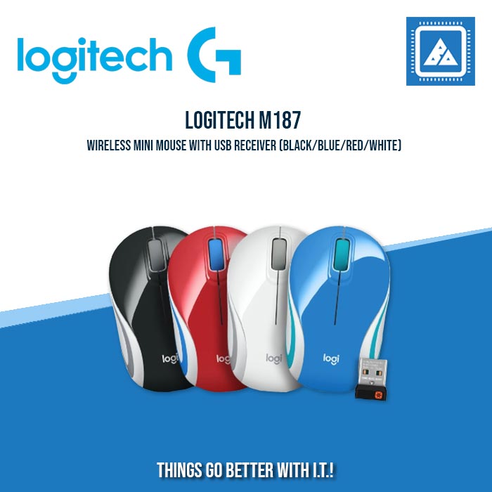 LOGITECH M187 WIRELESS MINI MOUSE (BLACK/BLUE /RED/WHITE)