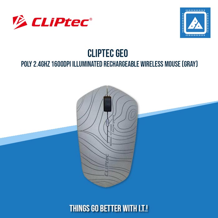 CLIPTEC GEO POLY 2.4GHZ 1600DPI ILLUMINATED RECHARGEABLE WIRELESS MOUSE (GRAY)