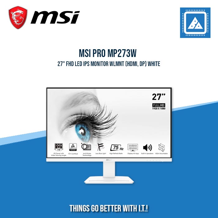 MSI PRO MP273W 27" FHD LED IPS MONITOR WLMNT (HDMI, DP) WHITE