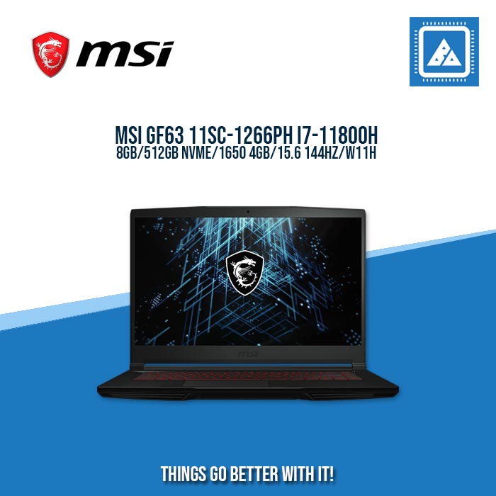 MSI GF63 11SC-1266PH I7-11800H/8GB/512GB NVME/1650 4GB | BEST FOR GAMING AND AUTOCAD LAPTOP