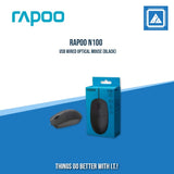 RAPOO N100 USB WIRED OPTICAL MOUSE (BLACK\WHITE)