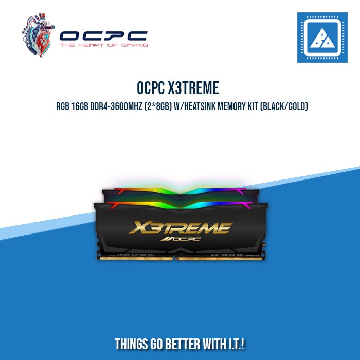 OCPC X3TREME RGB 16GB DDR4-3600MHZ (2*8GB) W/HEATSINK MEMORY KIT (BLACK/GOLD|HYPERBEAST EDITION)