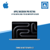 APPLE MACBOOK PRO RETINA 14 M3 CHIP 8C8GB1TB SSD (MR7K3PPA) BEST FOR FREELANCERS LAPTOP