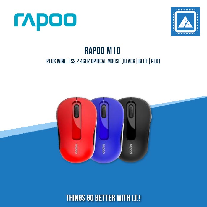 RAPOO M10 PLUS WIRELESS 2.4GHZ OPTICAL MOUSE BLACK|BLUE|RED