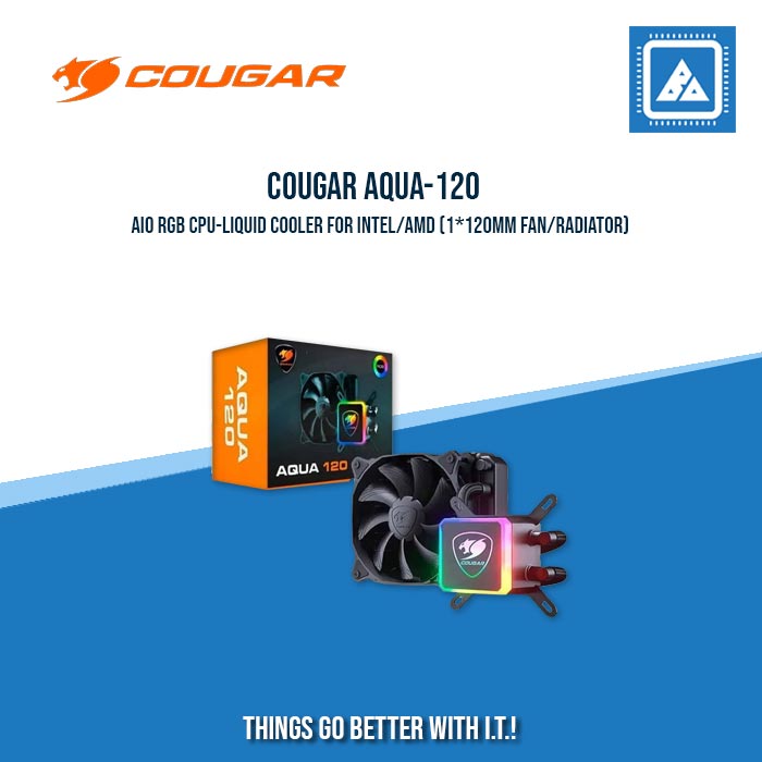 COUGAR AQUA-120 AIO RGB CPU-LIQUID COOLER FOR INTEL/AMD (1*120MM FAN/RADIATOR)