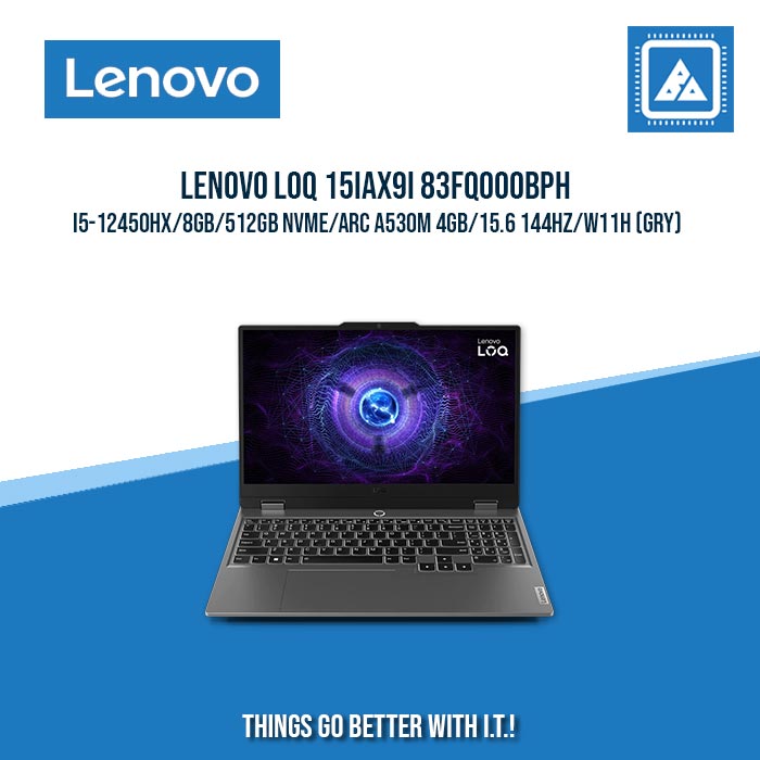 LENOVO LOQ 15IAX9I 83FQ000BPH I5-12450HX/8GB/512GB NVME/ARC A530M 4GB | BEST FOR GAMING AND AUTOCAD LAPTOP