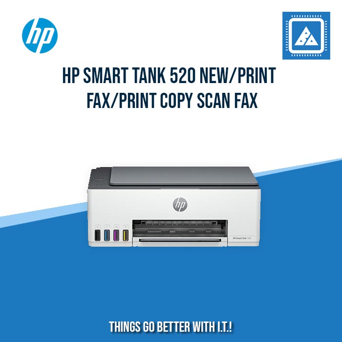 HP SMART TANK 520 NEW/PRINT COPY SCAN/12PPM BLACK 5PPM COLOR/BORDERLESS A4/3000 PAGES DUTY/USB 2.0/FLATBED/W11H (BLK)