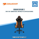 COUGAR EXPLORE S ROYAL GAMING CHAIR / MID / DIAMOND PATERN / BREATHABLE PVC LEATHER / HIGH DENSITY FOAM / STEEL BASE / TILT / 3D ARM REST / 3" WHEELS / 120KG / BLACK GOLD