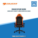 COUGAR EXPLORE RACING GAMING CHAIR W/ HEADREST & LUMBAR CUSHION (BLACK/ORANGE)