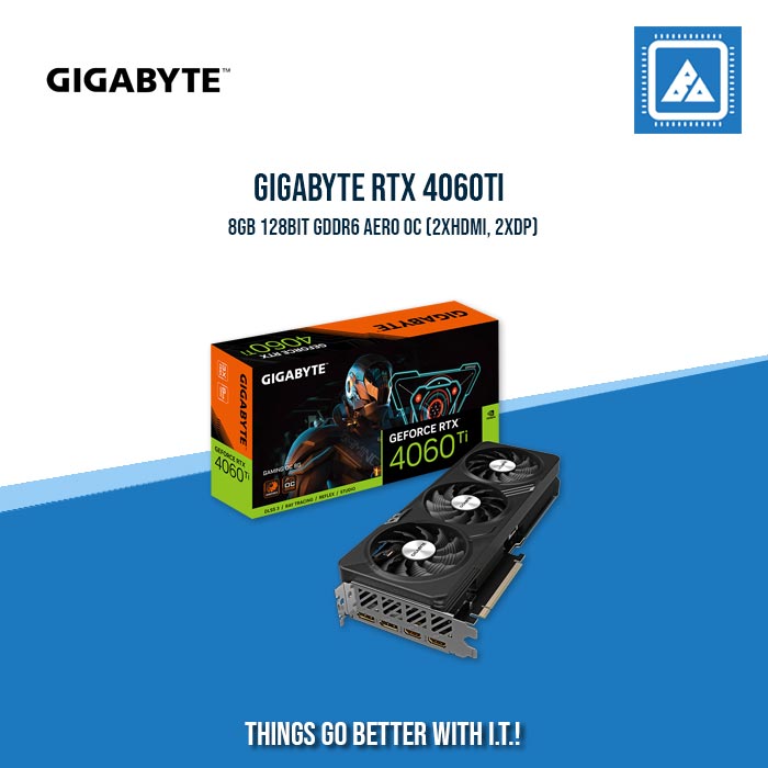 GIGABYTE RTX 4060TI 8GB 128BIT GDDR6 AERO OC (2XHDMI, 2XDP)