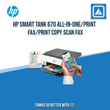 HP SMART TANK 670 ALL-IN-ONE/PRINT COPY SCAN WIRELESS/12PPM BLACK 7PPM COLOR/1200X1200 DPI/3000 PAGES DUTY/USB 2.0 WI-FI BLUETOOTH LE/AUTO DUPLEX/W11H (BLK)