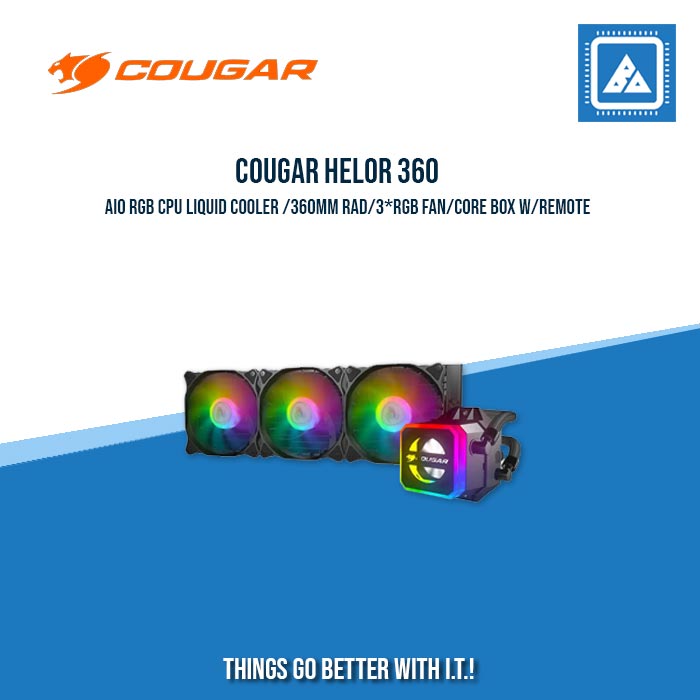 COUGAR HELOR 360 AIO RGB CPU LIQUID COOLER /360MM RAD/3*RGB FAN/CORE BOX W/REMOTE