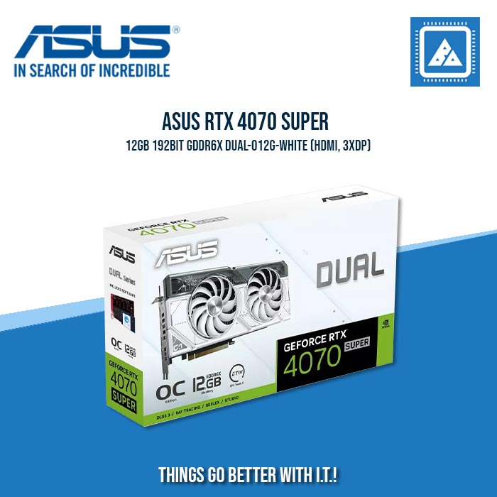 ASUS RTX 4070 SUPER 12GB 192BIT GDDR6X DUAL-O12G-WHITE (HDMI, 3XDP)