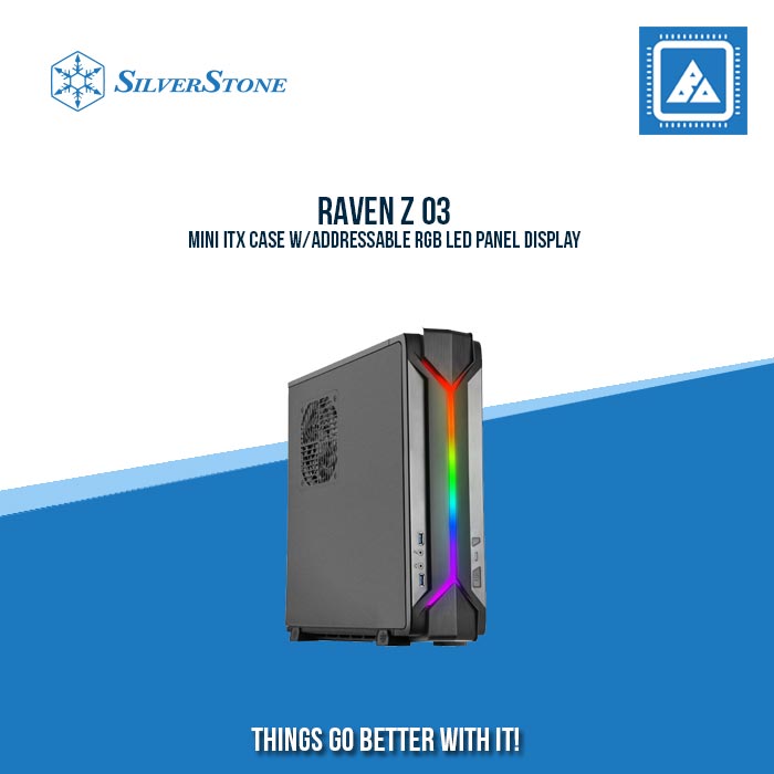 RAVEN Z 03 MINI ITX CASE W/ADDRESSABLE RGB LED PANEL DISPLAY BLACK