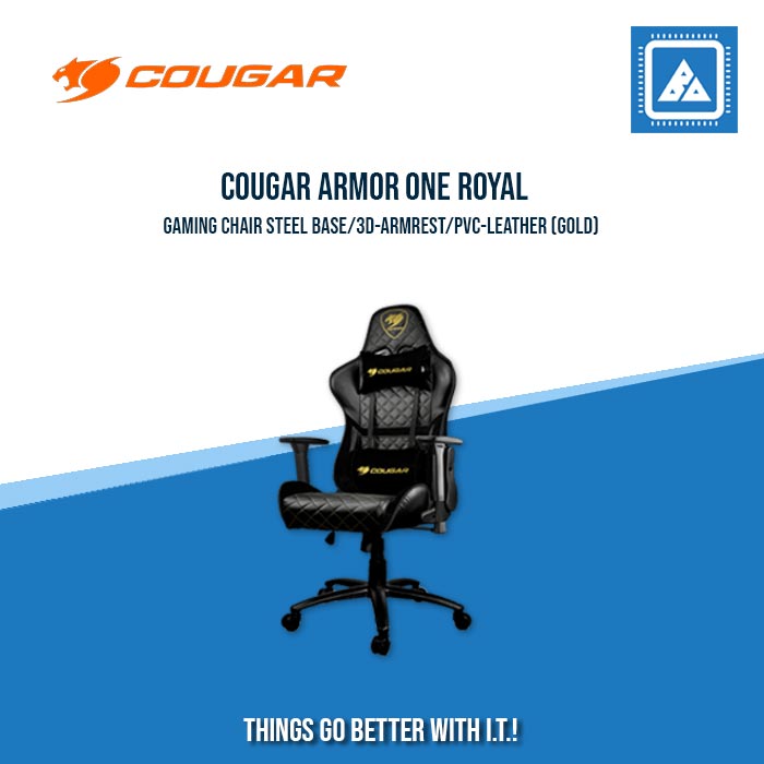 COUGAR ARMOR ONE ROYAL GAMING CHAIR STEEL BASE/3D-ARMREST/PVC-LEATHER (GOLD)