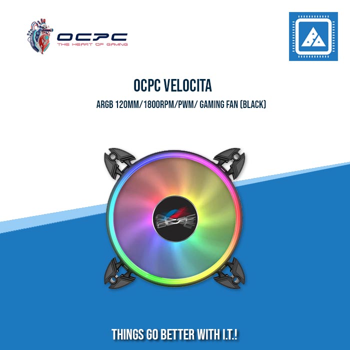OCPC VELOCITA ARGB 120MM/1800RPM/PWM/ GAMING FAN (BLACK|WHITE)