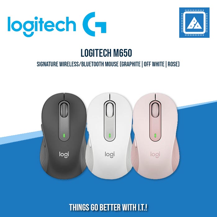 LOGITECH M650 SIGNATURE WIRELESS/BLUETOOTH MOUSE (GRAPHITE| OFF WHITE| ROSE)