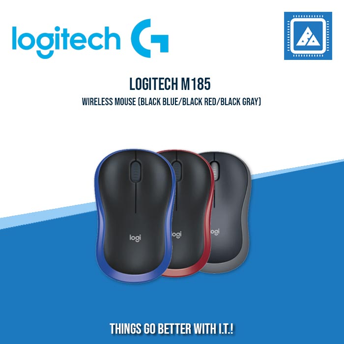 LOGITECH M185 WIRELESS MOUSE (BLACK BLUE/BLACK RED/BLACK GRAY)