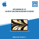 APPLE MACBOOK AIR 13.6" M2 CHIP 8C/16GB/256GB SSD (MC7W4PP/A) STARLIGHT | BEST FOR FREELANCER AND STUDENTS