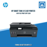 HP SMART TANK 615 ADF WITH FAX/PRINT COPY SCAN FAX/11PPM BLACK 5PPM COLOR/1200X1200 DPI/1000 PAGES DUTY/WIRELESS USB 2.0 BLUETOOTH LE/FLATBED ADF/W11H (BLK)