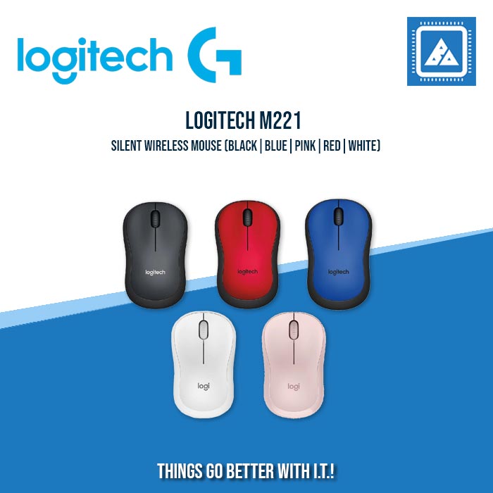 LOGITECH M221 SILENT WIRELESS MOUSE (BLACK|BLUE|PINK|RED|WHITE)