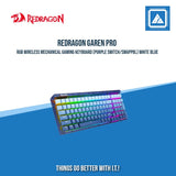 REDRAGON GAREN PRO RGB WIRELESS MECHANICAL GAMING KEYBOARD (PURPLE SWITCH/SWAPPBL) WHITE BLUE